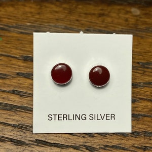 5mm Red Garnet Stud Earring/Tiny Post Earring/Small Earring/Sterling Silver Garnet Post Earring/Helix/Tragus/Cartilage/Handmade/For Her