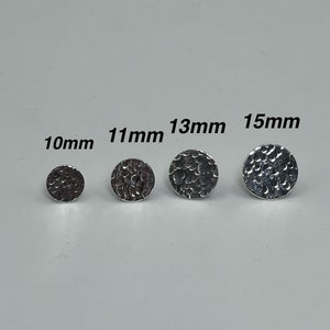 Silver Hammered Dainty Dot Stud Earrings/Small Sterling Minimalist Posts/Big Round Geometric Earrings/LargeStuds/Petite Posts