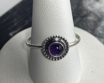 Dainty 5mm Amethyst ring/Tiny Round Amethyst ring handmade in USA/for her/gift