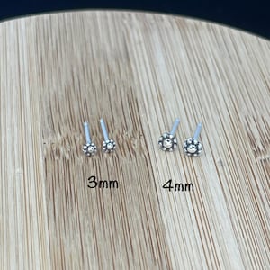 Sterling Silver Flower Stud Earrings With Sterling Silver Butterfly Backs, Dainty, Lightweight, And Cute, Handmade In The USA