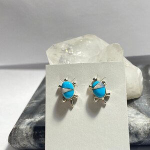 Dainty Sea Turtle Stud Earring,Turquoise Mother Pearl Inlay,Beach Jewelry,Sea Turtle Earring,Animal Lover,Handmade,Fast Shipping,For Her
