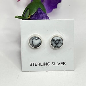 6mm White Buffalo Stud Earring/Tiny Post Earring/Small Earring/Sterling Silver Howlite White turquoise Post/Helix/Tragus/Cartilage/Handmade