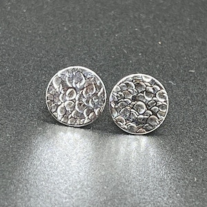 Silver 7/16” (11.2mm) Hammered Dot Stud Post Earrings/Large Sterling Minimalist Posts/Round Geometric Earrings/Tiny Studs/Petite Posts