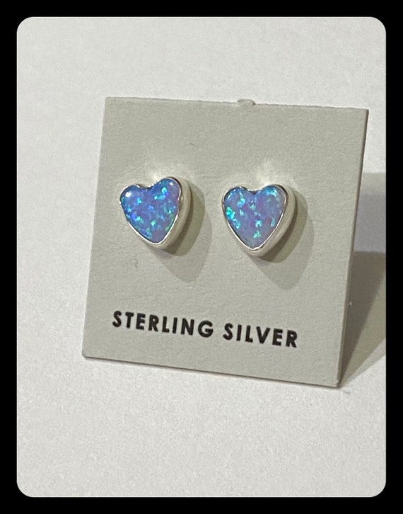 925 Sterling Silver Lab-Created Blue Fire Opal Stud Earrings – 6mm Princess Cut