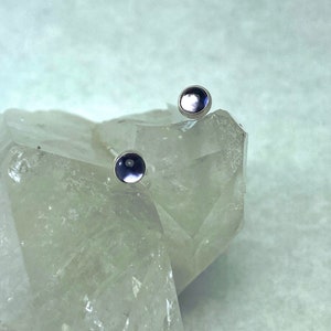 4mm Iolite Stud Earring/Sterling Silver/Dainty earring/Handmade in the USA