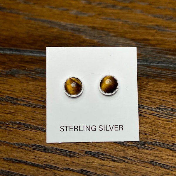 5mm Tiger Eye Stud Earring/Tiny Post Earring/Small Earring/Sterling Silver Tigers Eye Post Earring/Helix/Tragus/Cartilage/Handmade/For Her