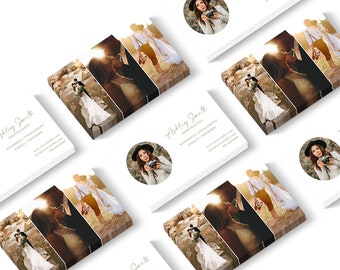 Photography Business Card Template, PHOTOSHOP TEMPLATE, Horizontal Wedding Business Card, Wedding Boho Business Card, Marketing Brochure
