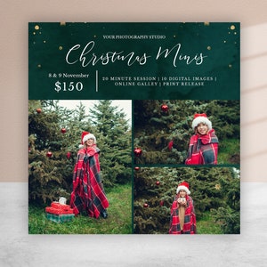 Christmas Mini Session template, Christmas Mini Sessions, Holiday mini sessions, Christmas marketing board, Photoshop Template, Tree Farm