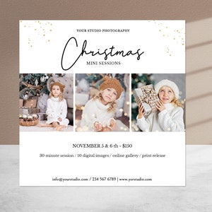 Christmas Mini Session template, Christmas Mini Sessions, Holiday mini sessions, Photographer marketing board, Photoshop Template