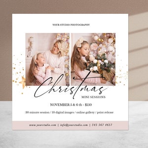 Christmas Mini Session template, Christmas Mini Sessions, Holiday mini sessions,  Photographer marketing board, Photoshop Template