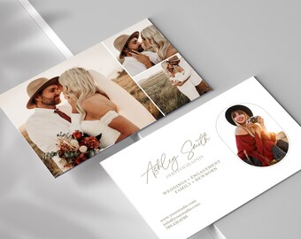 Boho Photography Business Card Template, Horizontal Design (Canva Template)