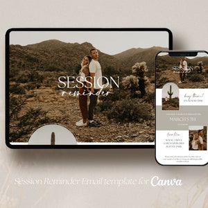Photography email template, Session reminder email newsletter template for photographers, Email Marketing Template, CANVA TEMPLATE