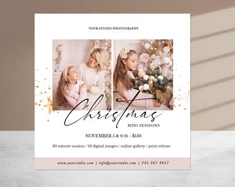 Christmas Mini Session template, Christmas Mini Sessions, Holiday mini sessions,  Photographer marketing board, Photoshop Template