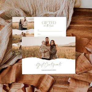 Modèle de certificat-cadeau de photographe, carte-cadeau de photographie, carte-cadeau pour photographe, bon de photographie, carte-cadeau Canva modifiable