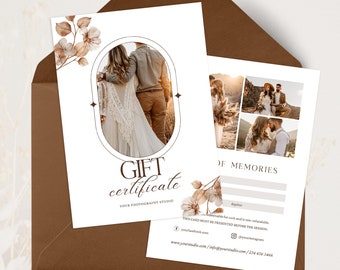 Boho Photography Gift Certificate Canva Template (Digital Download)