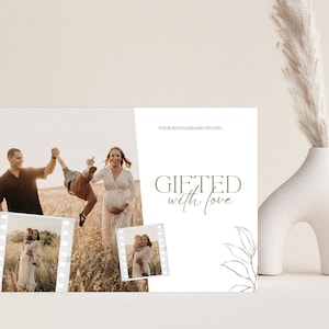 Modèle de certificat-cadeau, certificat-cadeau de photographie modifiable, MODÈLE CANVA, chèque-cadeau de photographe, carte-cadeau de photographie