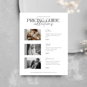 Wedding Photography Pricing List Template | Photographer Price Guide | Wedding Pricing List | Pricing Sheet | CANVA Template | Marketing