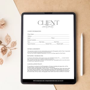 Photography Client Contract Template, Business Form For Photographers, Client Agreement, Photographer Marketing Form, PHOTOSHOP template