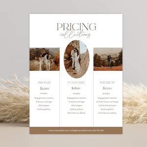Photography Pricing Guide Template, Wedding Photography Price Guide, Wedding Price List, Wedding Pricing Sheet, CANVA TEMPLATE