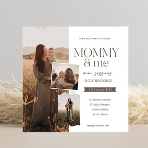 Mama en ik Mini Sessie Sjabloon, bewerkbare CANVA & PHOTOSHOP sjabloon, Moederdag Mini sessie sjabloon, Instagram post, Marketing Board