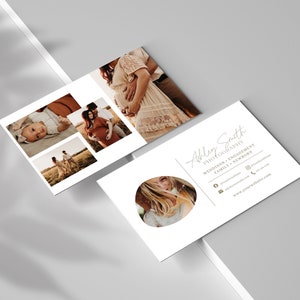 Fotograf Visitenkartenvorlage, Boho Fotografie Visitenkartendesign, Canva Template, horizontale Visitenkarte, Marketing Broschüre