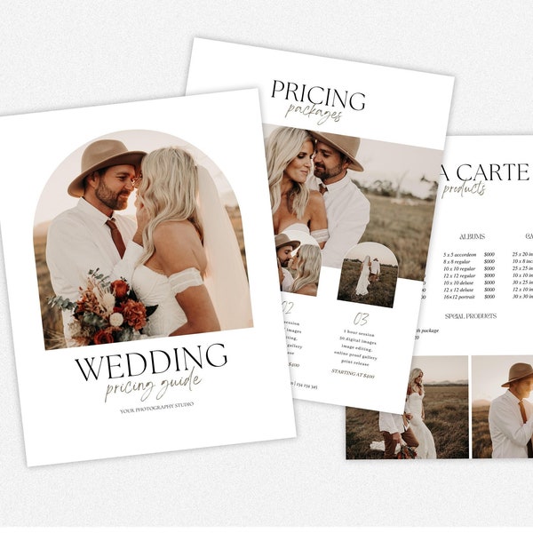 Canva Photography Pricing Guide Template, Wedding Price list, Editable price booklet for photographers, Wedding Price Sheet template