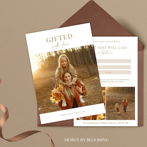 Modèle de certificat-cadeau de photographe, carte-cadeau de photographie, carte-cadeau pour le photographe, bon de photographie, photographe de conseil de commercialisation