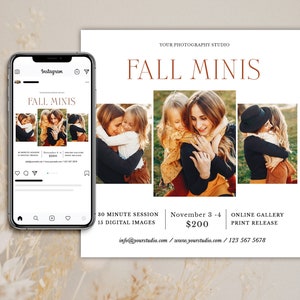 Fall Mini Session Template - Autumn Mini Session Template - Photography Marketing - Fall Minis - Photoshop template - Mini Sessions template