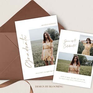Carte de graduation senior, carte d’annonce de graduation, modèle de Photoshop, modèle de carte graduée, carte d’école secondaire, carte d’invitation de grad