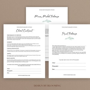 Photography Forms Bundle: Client Contract, Model Release (Photoshop, Digital Download)