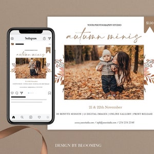 Fall Mini Session Template - Autumn Mini Session Template - Photography Marketing - Fall Minis - Photoshop template - Mini Sessions template