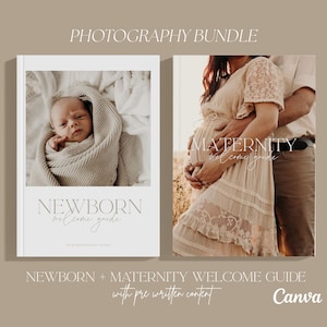 Photography Guide Bundle for CANVA, Newborn Session Prep Guide, Maternity Welcome Guide, Photographer Client Guide template, Marketing