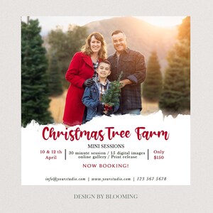 Christmas Tree Farm Mini Sessions, Christmas Mini Session Template, Photoshop Template, Photographer Marketing Board,  Christmas Minis