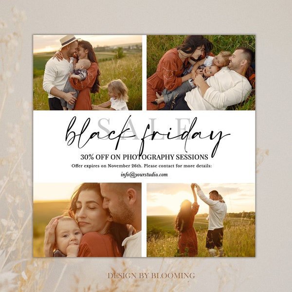 Black Friday Mini Session Template, Holiday Mini Session, Instagram Template, Photographer sale flyer, Marketing Board, Photoshop Template