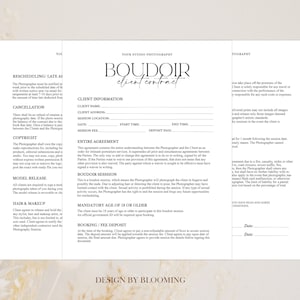 Boudoir Photography Contract Template: Business Form, Client Agreement (Photoshop)