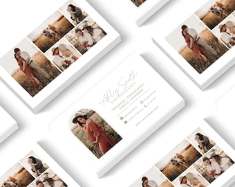 Photographer Business Card Template, Boho Photography business card design, Canva Template, Horizontal Business Card, Marketing Brochure