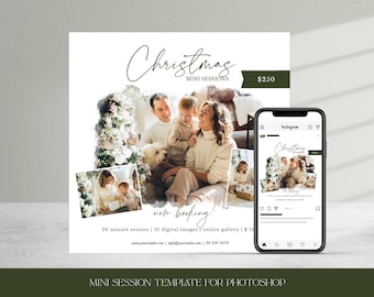 Christmas Mini Session Template, Photography Marketing (Photoshop Template)