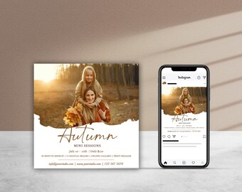 Fall Mini Session Template – Photography Marketing (Photoshop, 5x5 inch PSD)