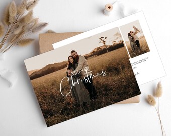 Modern Photo Christmas Card Template, Editable Holiday Card (Digital Download)
