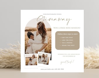 Photography Giveaway Template for Canva, Instagram Contest Post