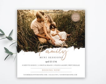 Family Mini session template, Photography marketing, Photoshop template,family mini sessions template, Photographer marketing board