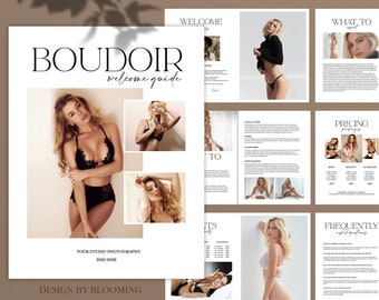 Boudoir Welcome Guide Template, Photography Magazine Template, Boudoir Magazine Template, Boudoir Price List, Photoshop template, 16 pages