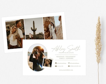 Boho Photography Business Card Template: Horizontal Canva Design