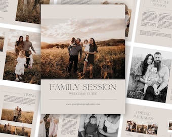 Family Photography Session Guide: Boho Photographer Welcome Brochure (Canva Editable)