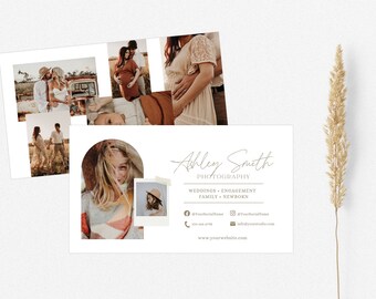 Boho Photography Business Card Template, Canva Design (Horizontal)
