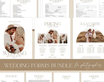 Wedding Photography Contract Template | Wedding Photographer Business Forms Bundle, 15 templates (Canva)