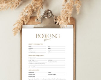 Photography Client Booking Form, PHOTOSHOP Template (8.5x11 inch)