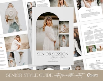 Senior Photography Style Guide, CANVA Template, Client Prep (Instant Download)