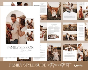 Family Photography Style Guide Canva Template | Editable Client Wardrobe & Session Prep Magazine