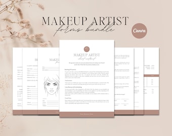 Plantillas de contrato para maquilladores: Formularios de maquillador, contrato de matrimonio (editables en CANVA, tamaño A4/carta EE. UU.)